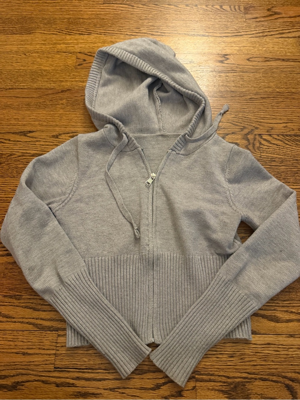 Light Gray Zip-Up Hooded Sweater